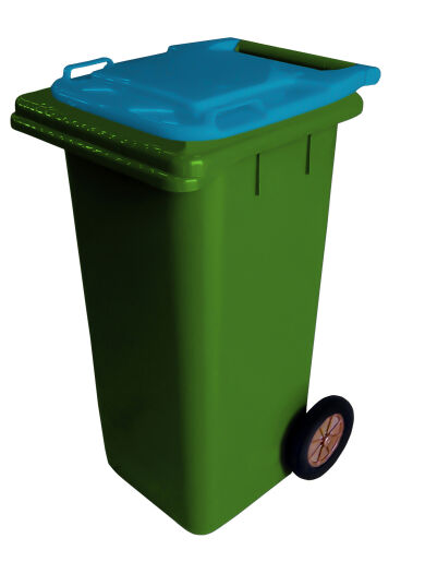 120L GREENPLASTIC WASTE CONTAINER/BLUE LID