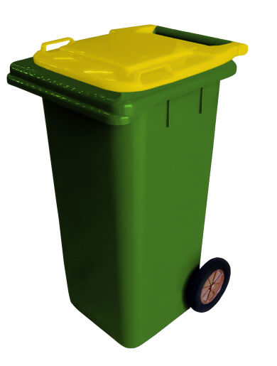 120L GREENPLASTIC WASTE CONTAINER/YELLOW LID