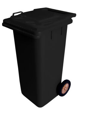 120L BLACK PLASTIC WASTE CONTAINER/BLACK LID