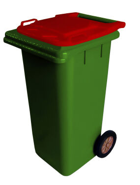 120L GREENPLASTIC WASTE CONTAINER/RED LID