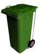 120L GREEN PLASTIC WASTE CONTAINER/GREEN LID WITH FOOT PEDAL