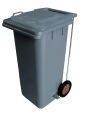 120L GREY PLASTIC WASTE CONTAINER/GREY LID WITH FOOT PEDAL