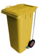 120L YELLOW PLASTIC WASTE CONTAINER/YELLOW LID WITH FOOT PEDAL