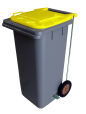 120L GREY PLASTIC WASTE CONTAINER/YELLOW LID WITH FOOT PEDAL