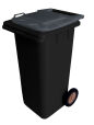 120L BLACK PLASTIC WASTE CONTAINER/GREY LID