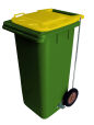 120L GREEN PLASTIC WASTE CONTAINER/YELLOW LID WITH FOOT PEDAL