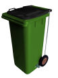 120L GREEN PLASTIC WASTE CONTAINER/BLACK LID WITH FOOT PEDAL