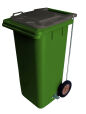 120L GREEN PLASTIC WASTE CONTAINER/GREY LID WITH FOOT PEDAL
