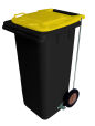 120L BLACK PLASTIC WASTE CONTAINER/YELLOW LID WITH FOOT PEDAL