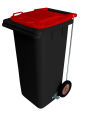 120L BLACK PLASTIC WASTE CONTAINER/RED LID WITH FOOT PEDAL
