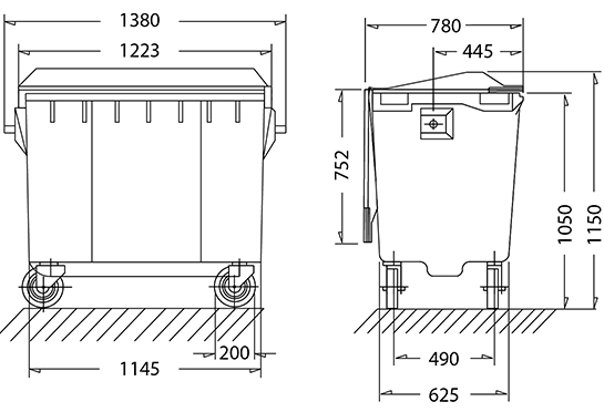 660l WASTE PLASTIC CONTAINER 