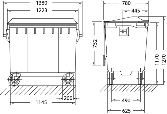 770l WASTE PLASTIC CONTAINER 